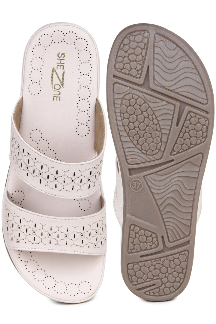 Shezone Cream Women Flats