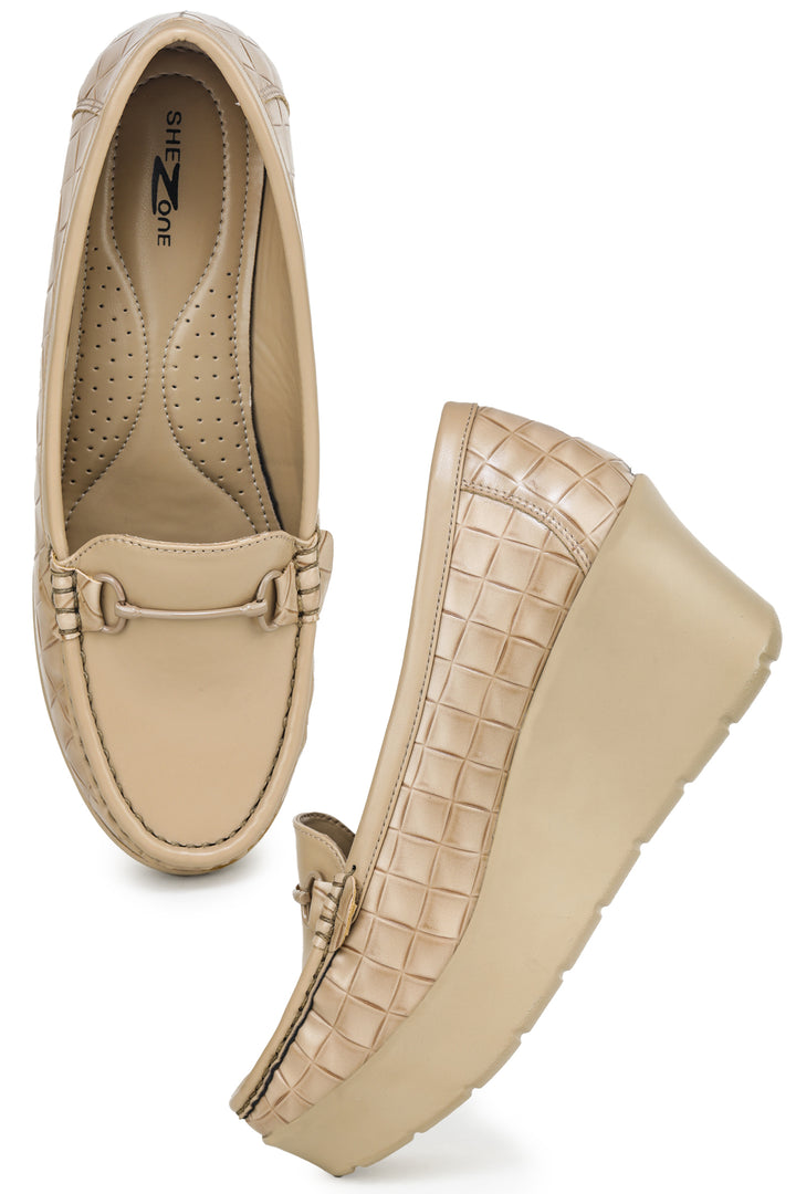 Shezone Beige Women Loafers