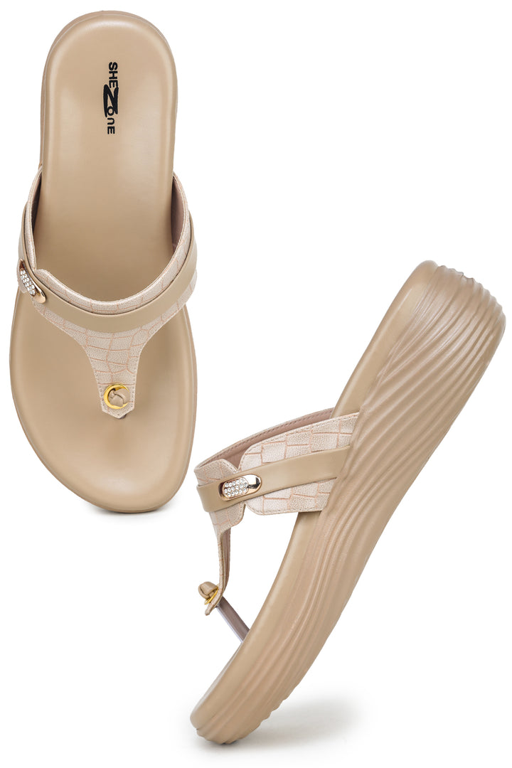 Shezone Beige Women Heels