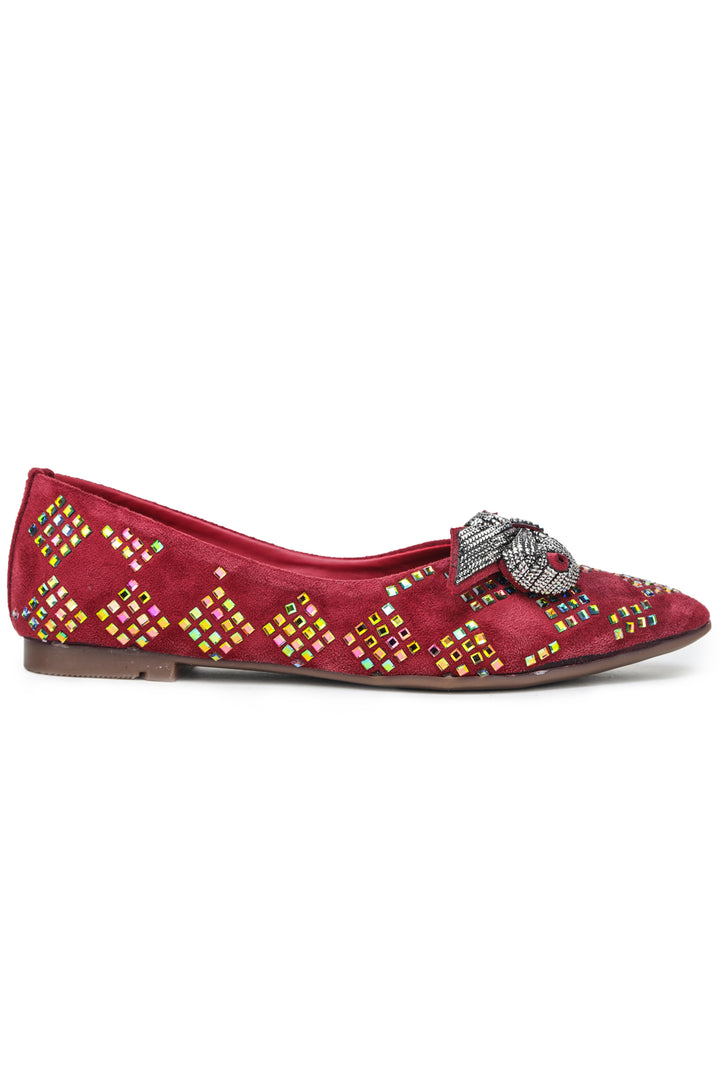 Shezone Maroon Women Flats
