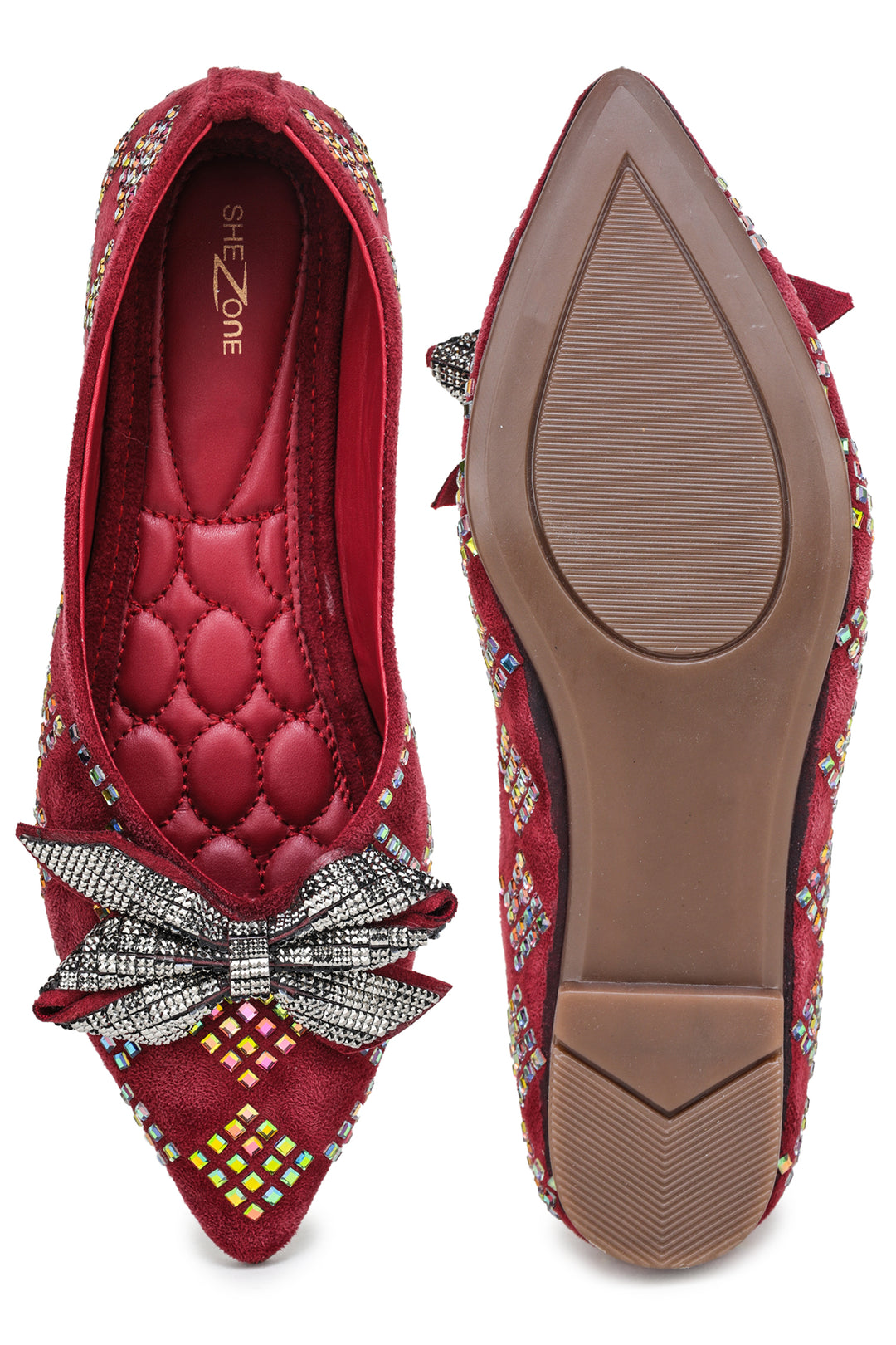 Shezone Maroon Women Flats