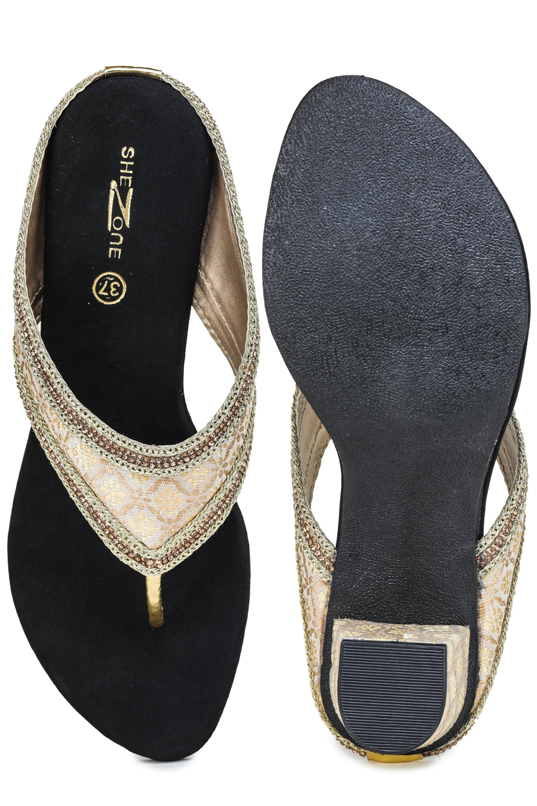 Shezone Golden Women Heels