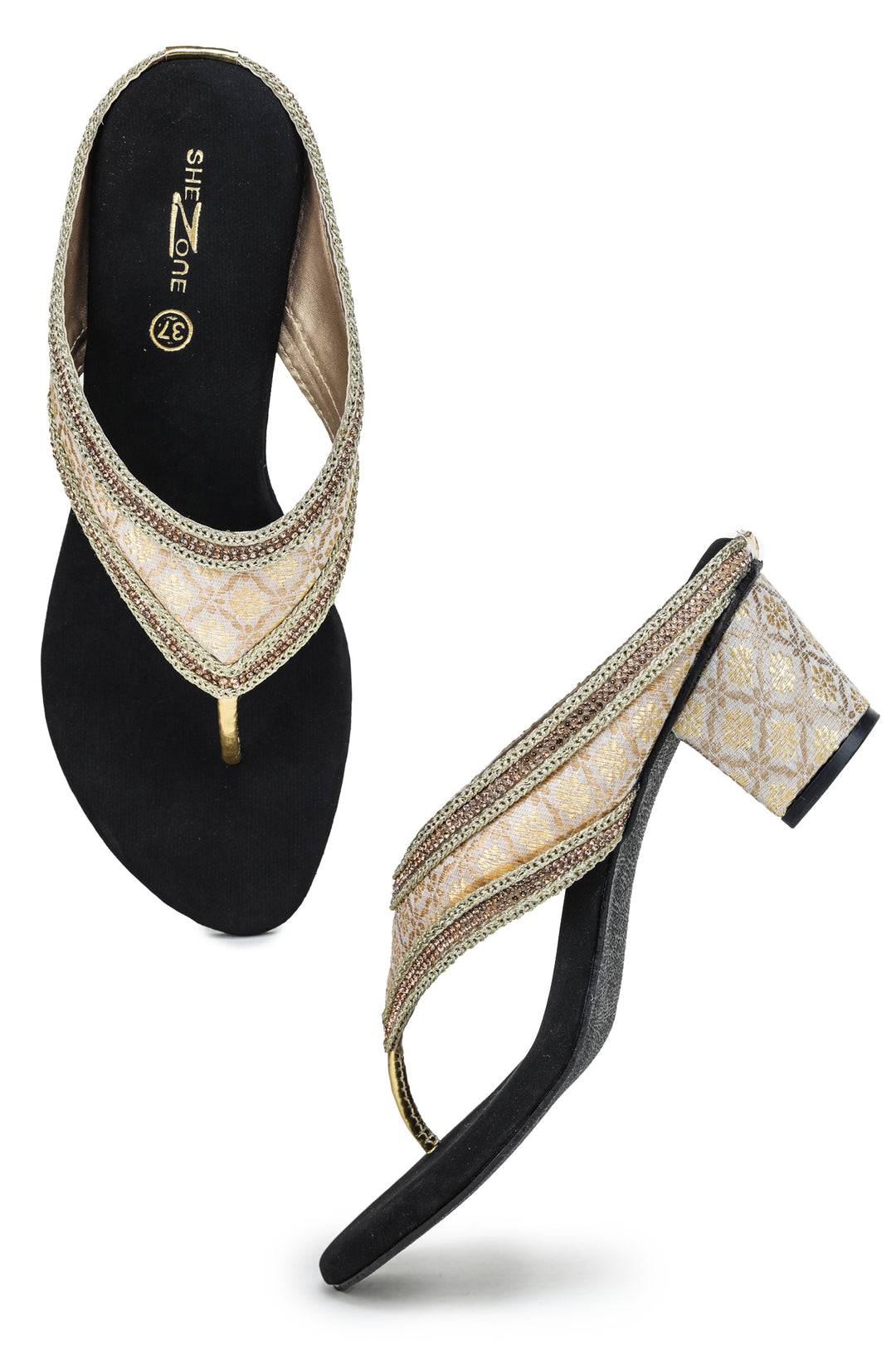 Shezone Golden Women Heels