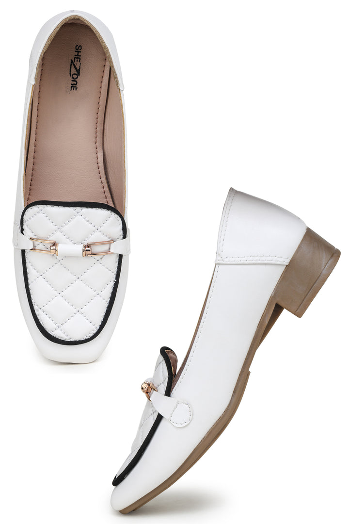 Shezone White Women Loafers