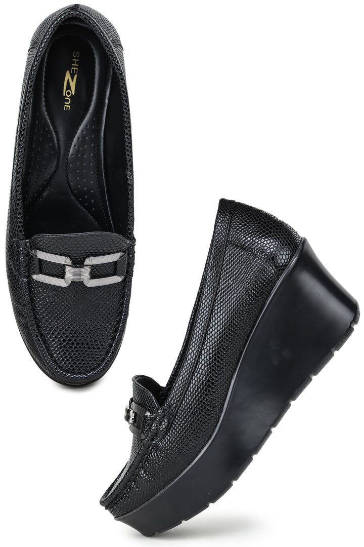 Shezone Black Women Loafers