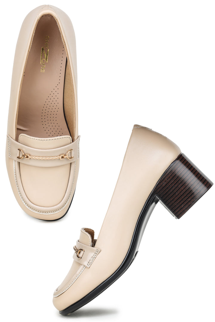 Shezone Cream Women Loafers