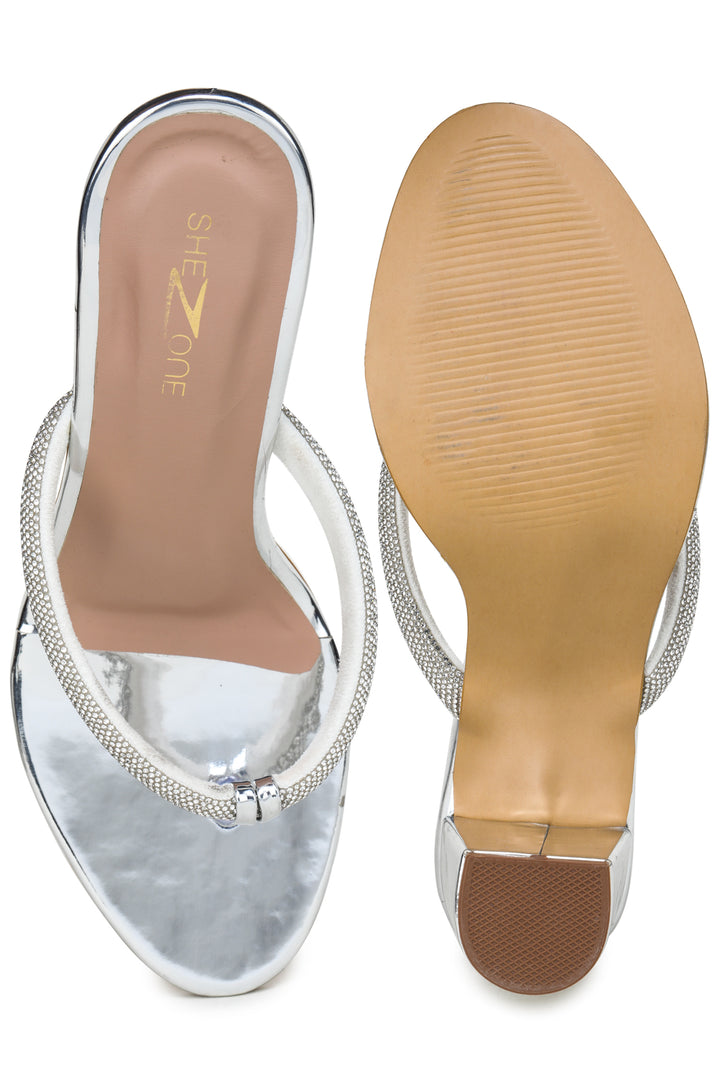 Shezone Silver Women Heels