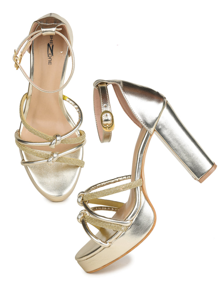 Shezone Golden Women Heels