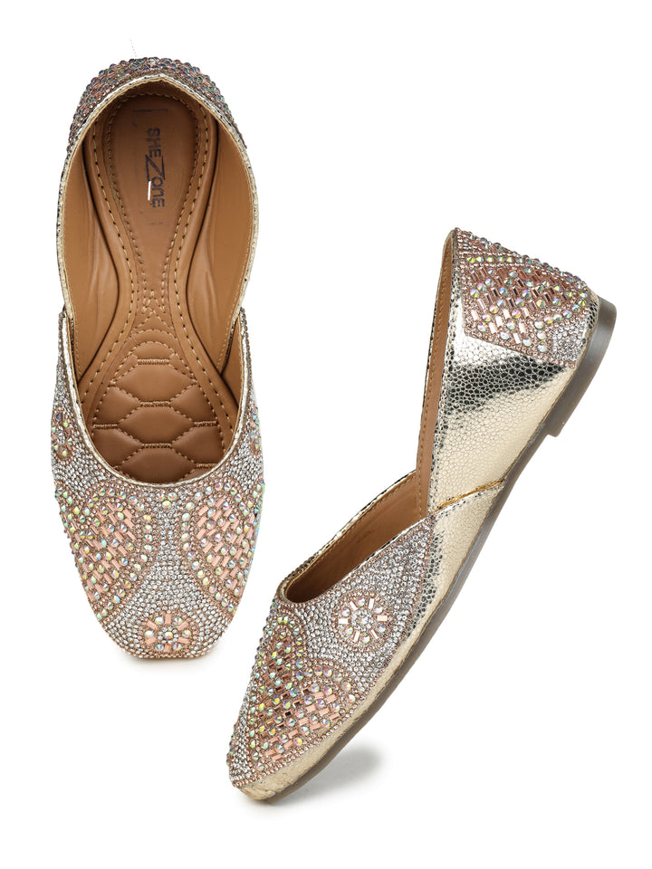 Shezone Gold Women Flats