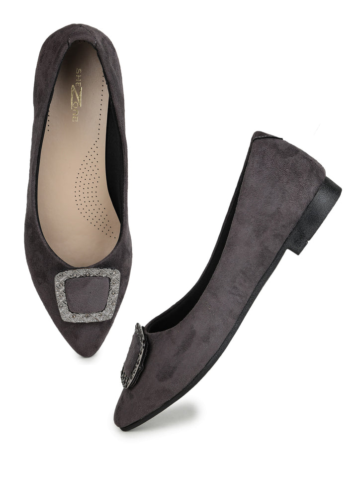 Shezone Grey Women Flats