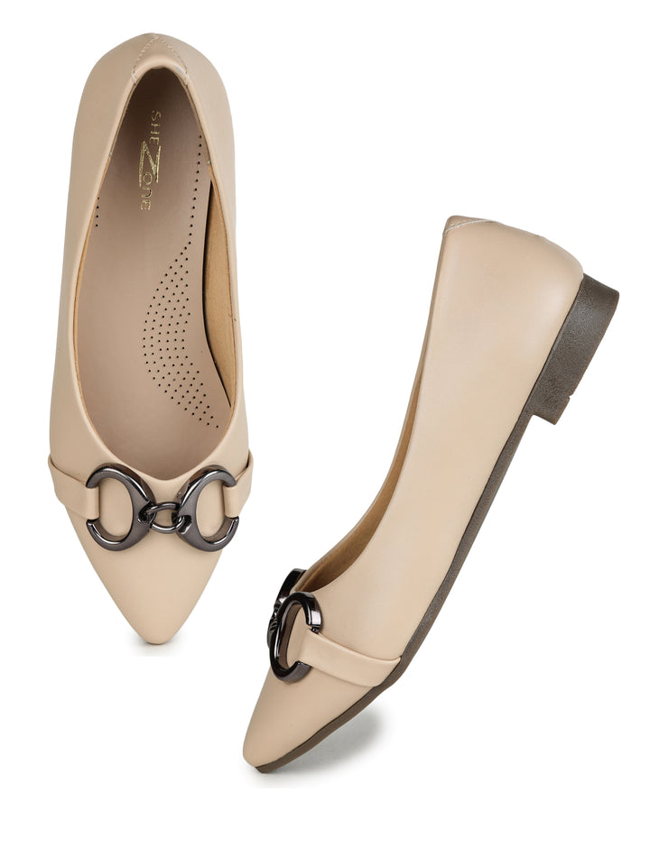 Shezone Cream Women Flats