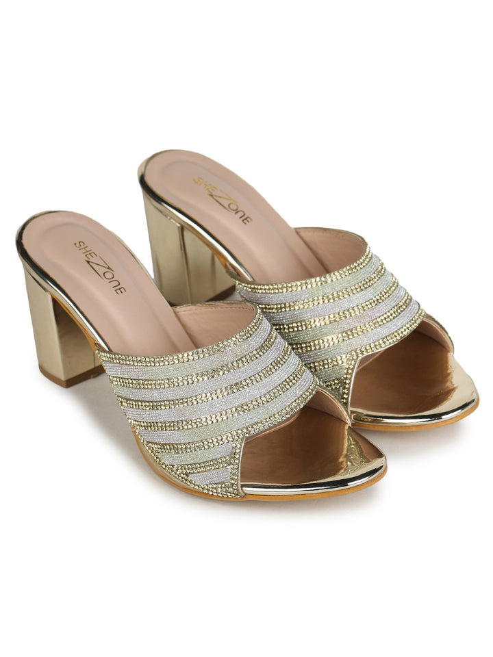 Shezone Golden Women Heels