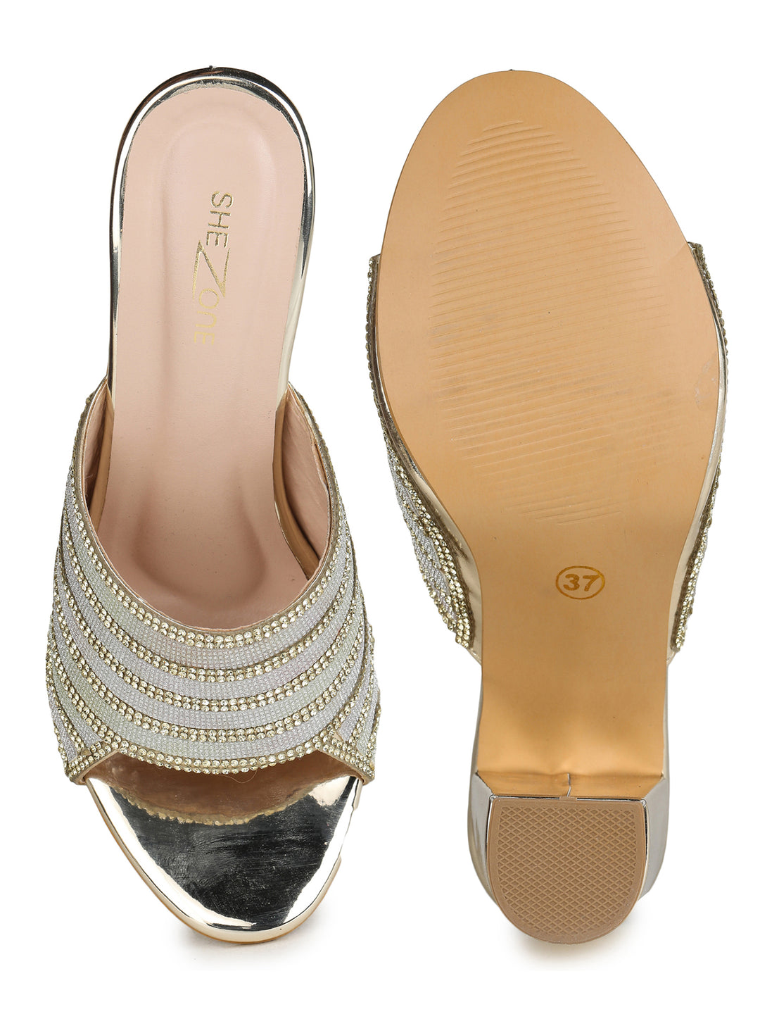 Shezone Golden Women Heels