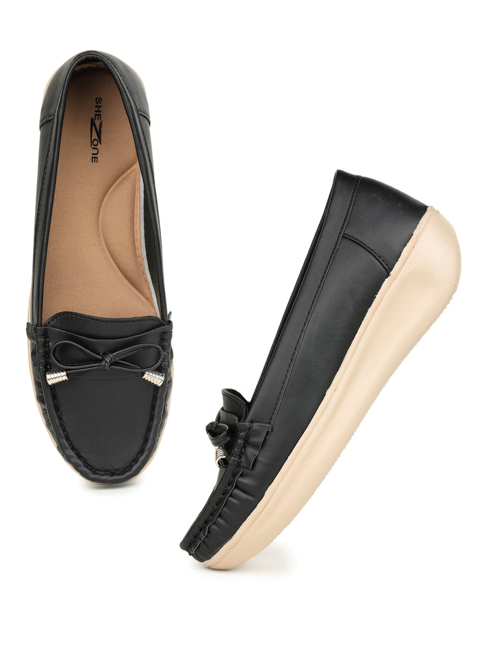 Shezone Women Black Loafers