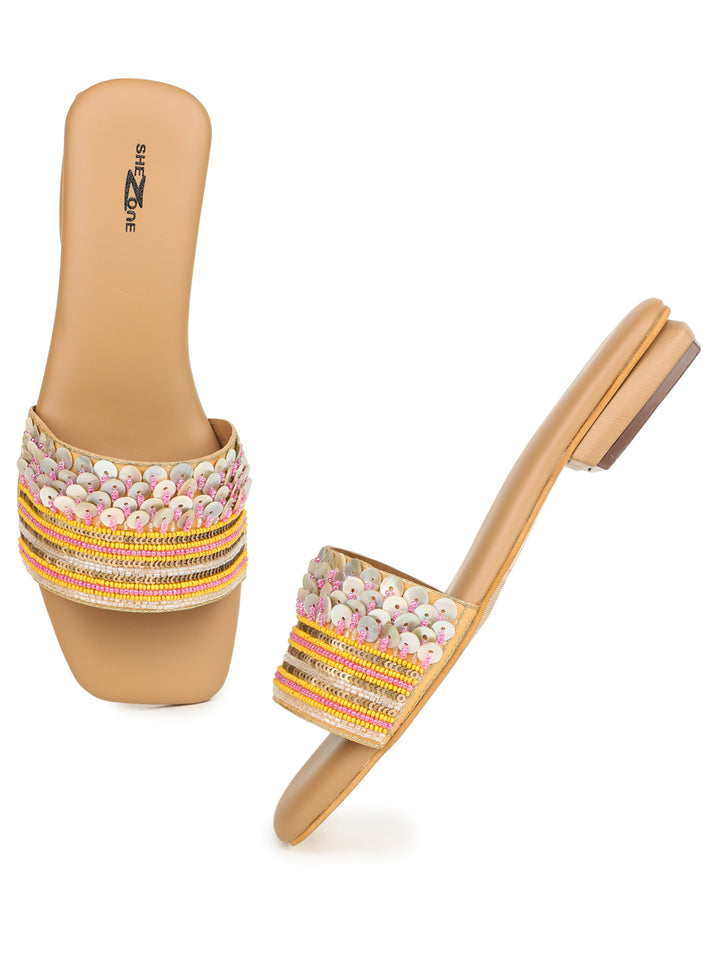Shezone Beige Women Flats