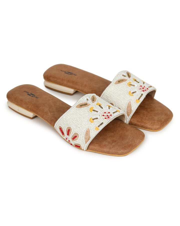 Shezone Cream Women Flats