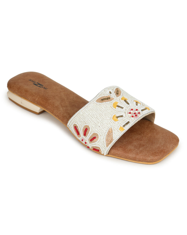 Shezone Cream Women Flats