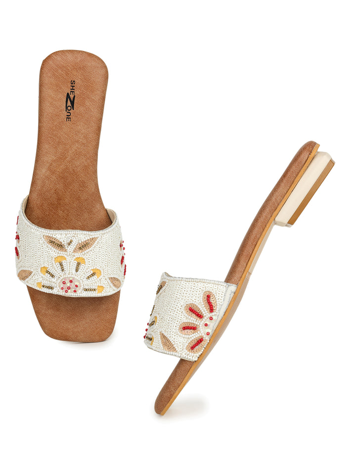 Shezone Cream Women Flats