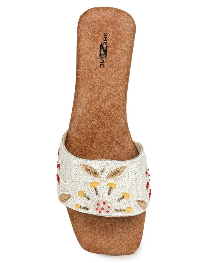 Shezone Cream Women Flats