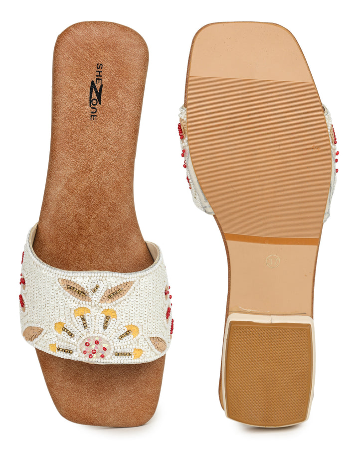 Shezone Cream Women Flats
