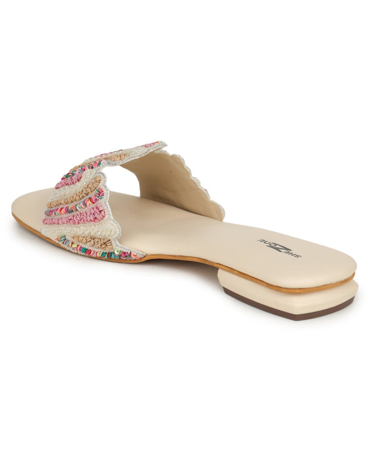 Shezone Cream Women Flats