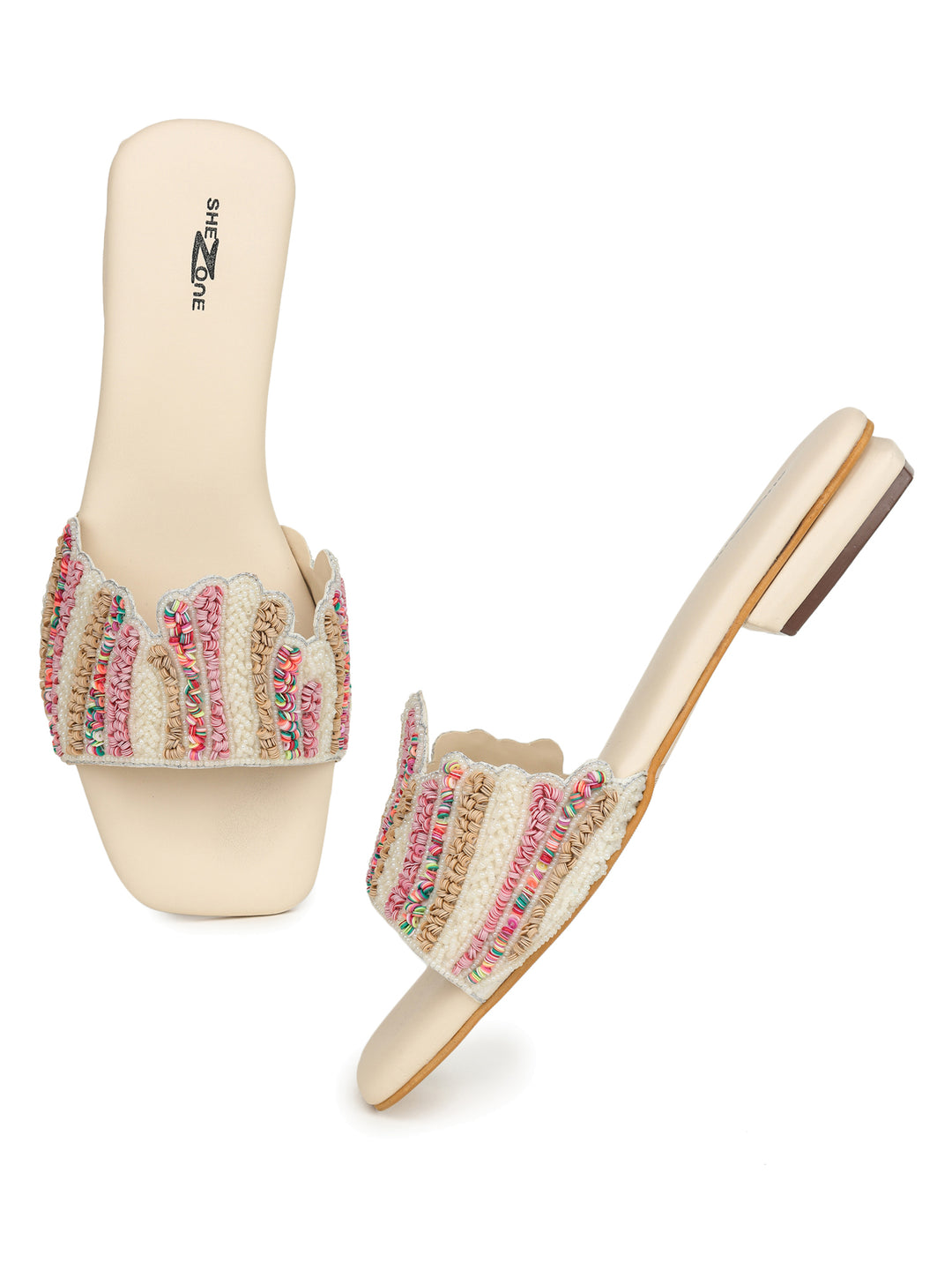 Shezone Cream Women Flats