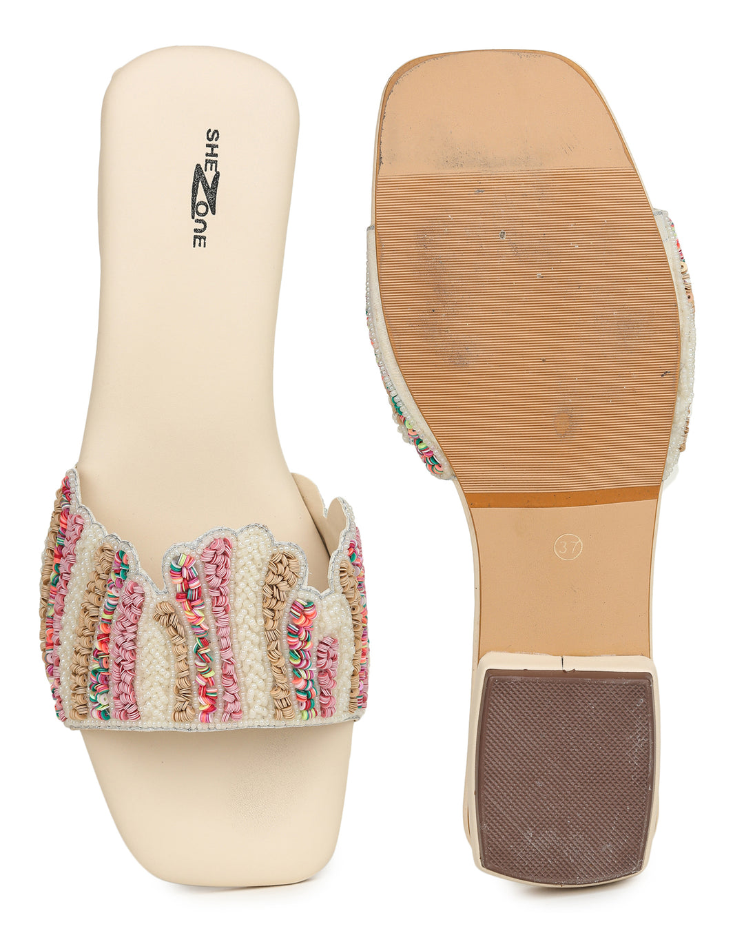 Shezone Cream Women Flats