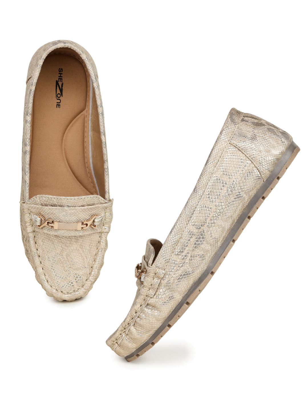 Shezone Women Golden Loafers