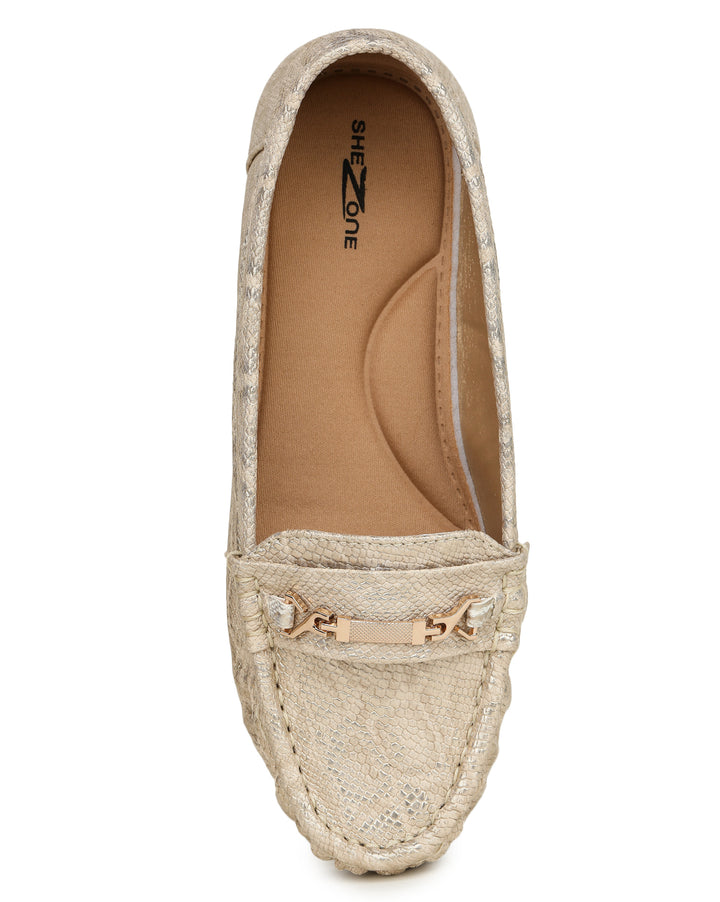 Shezone Women Golden Loafers