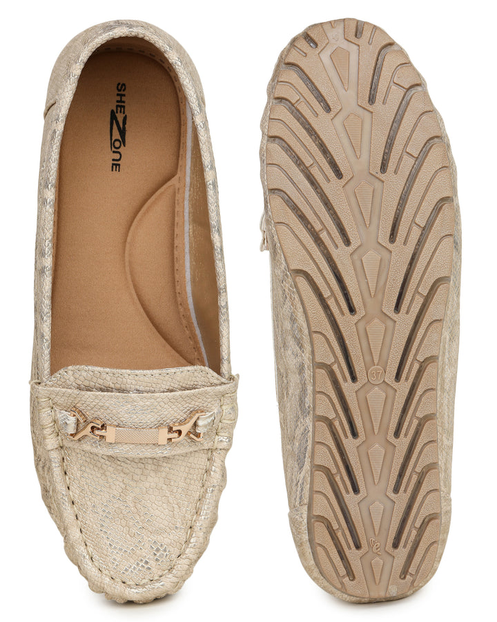 Shezone Women Golden Loafers