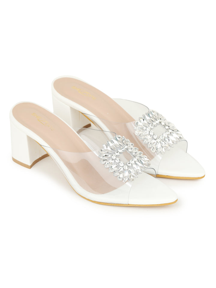 Shezone White Women Heels