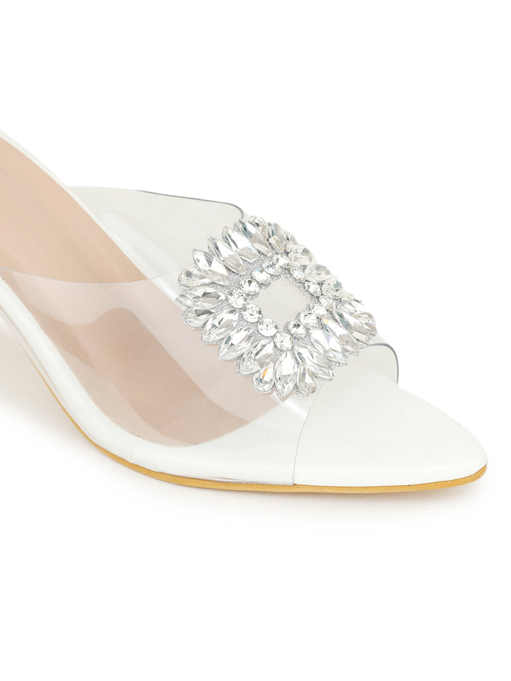 Shezone White Women Heels
