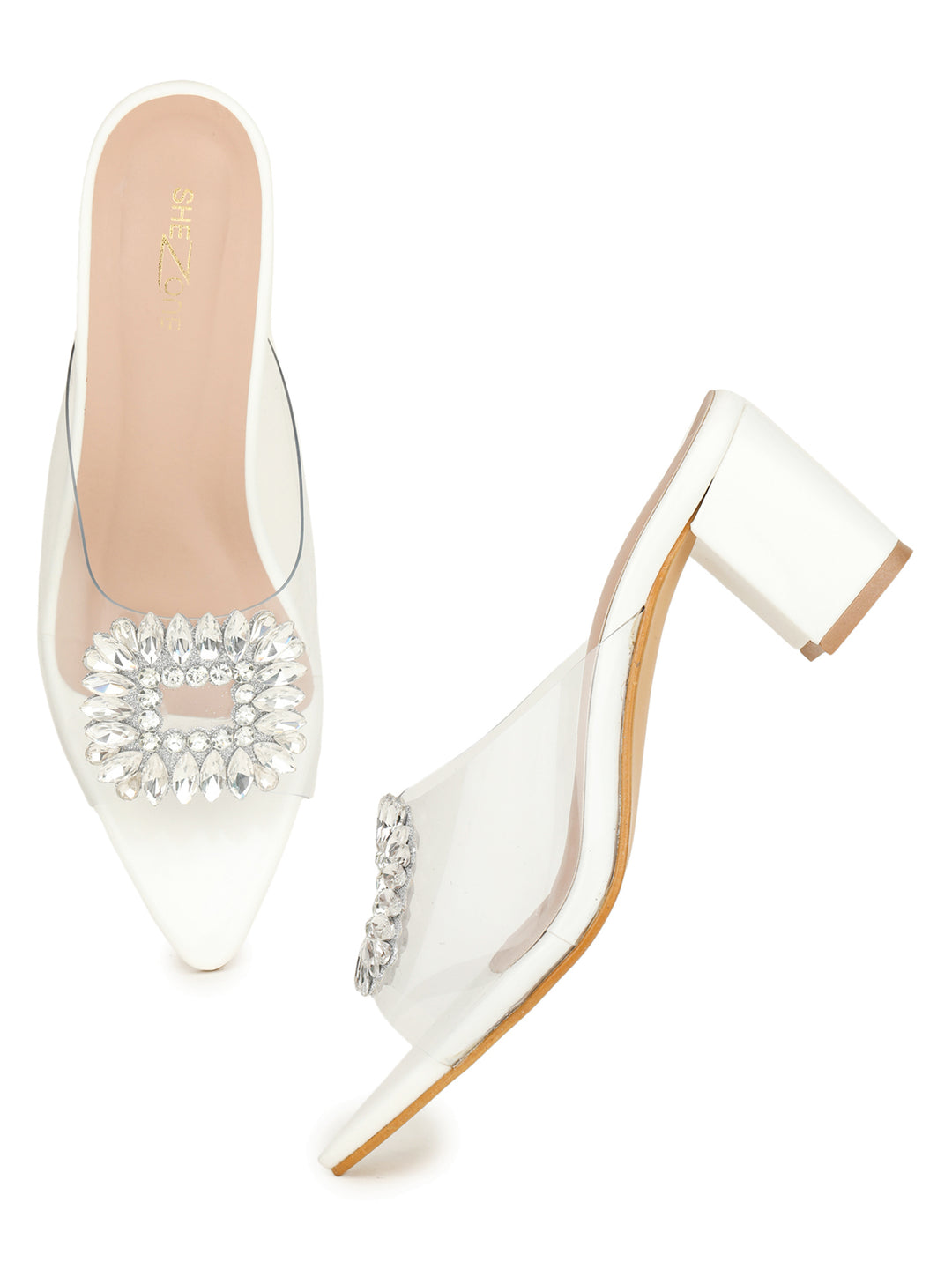 Shezone White Women Heels
