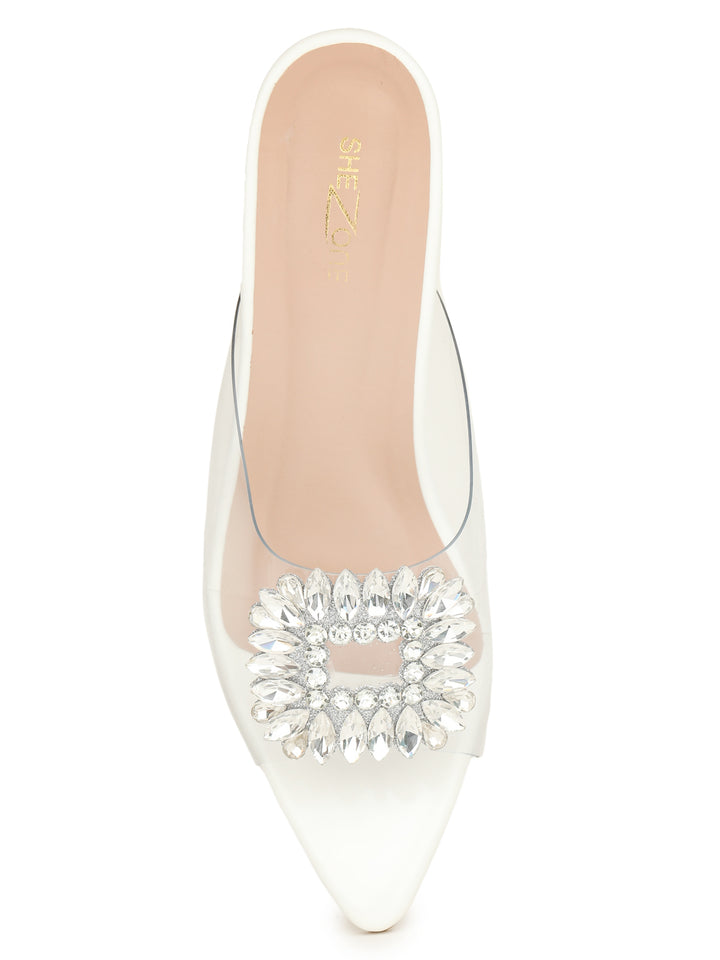 Shezone White Women Heels