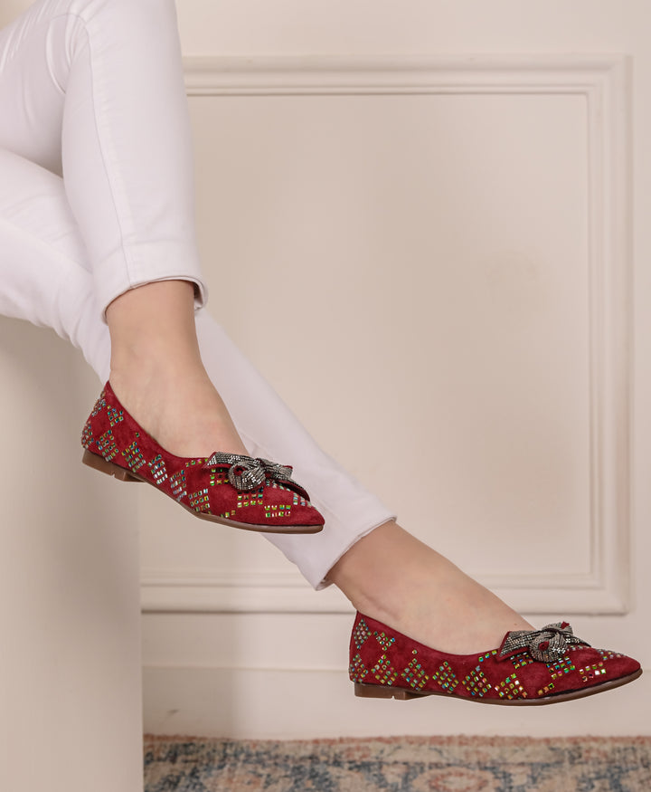 Shezone Maroon Women Flats
