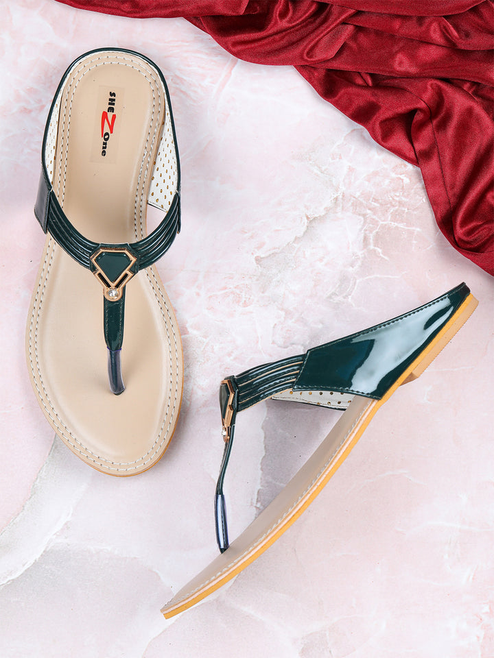Shezone Green Women Flats