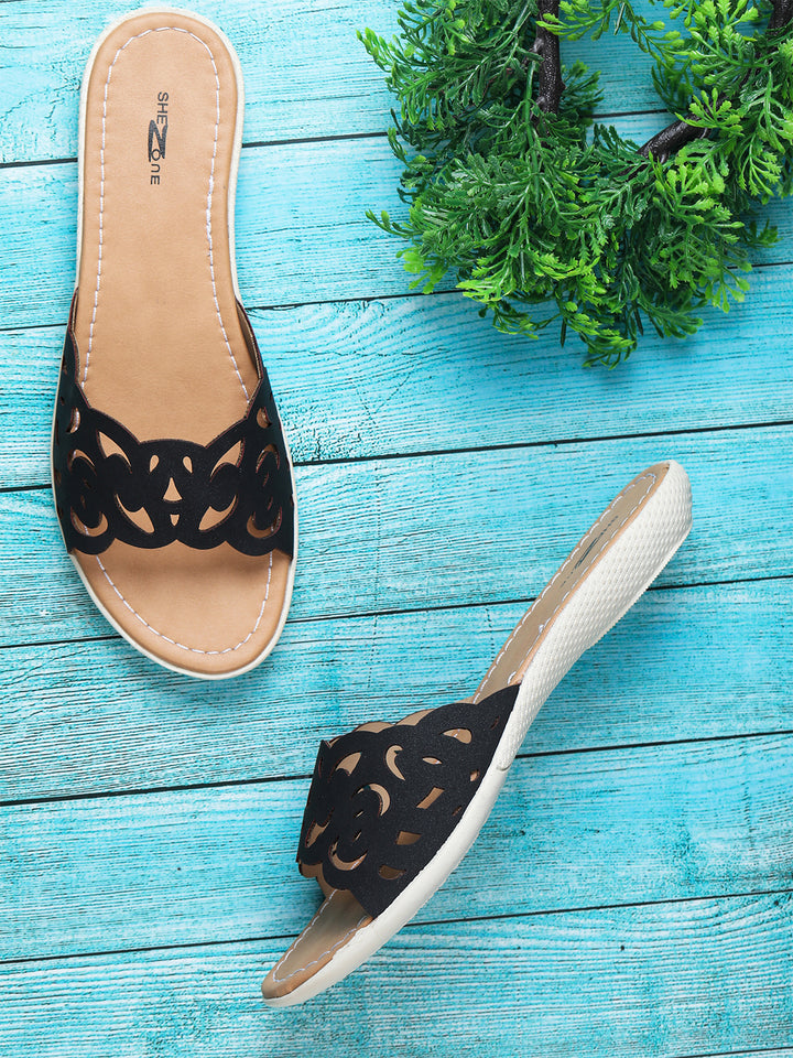 Shezone Women Black Flats