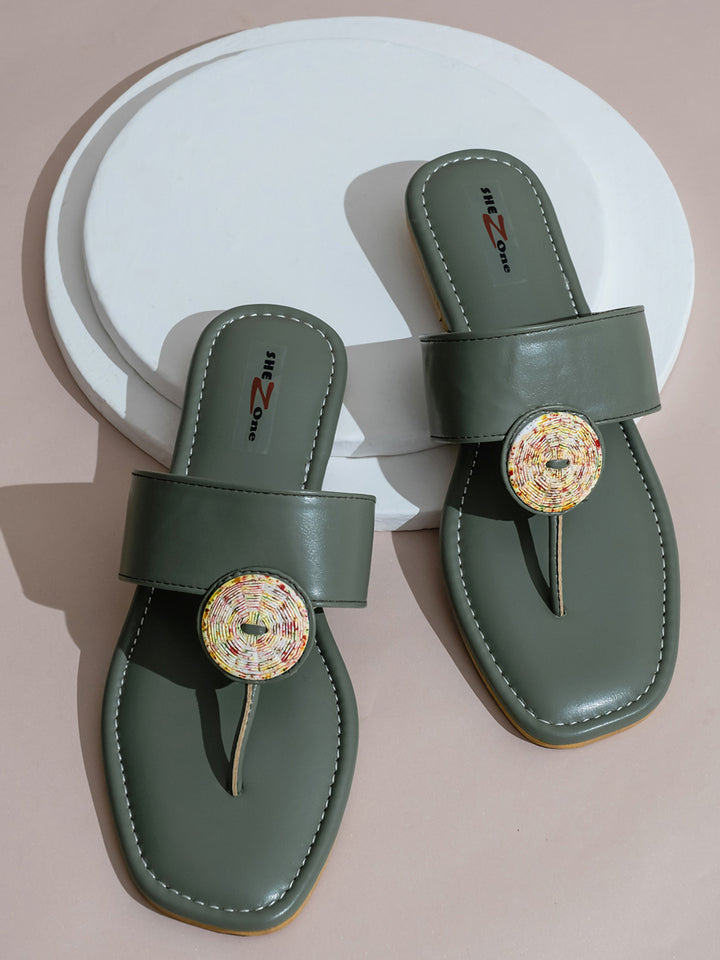 Shezone Green Women Flats