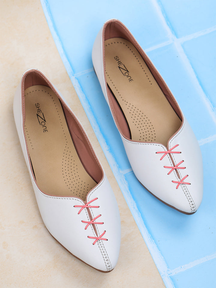 Shezone White Women Flats