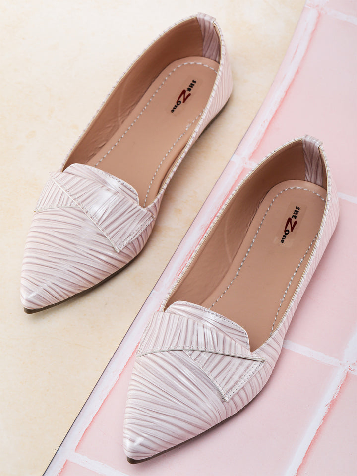 Shezone Cream Women Flats
