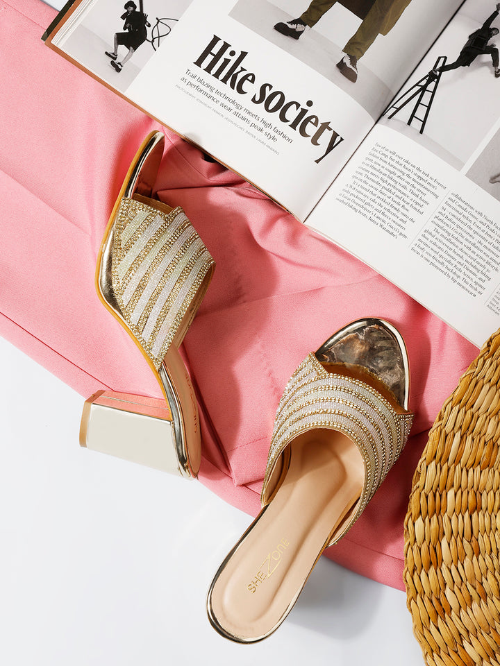 Shezone Golden Women Heels