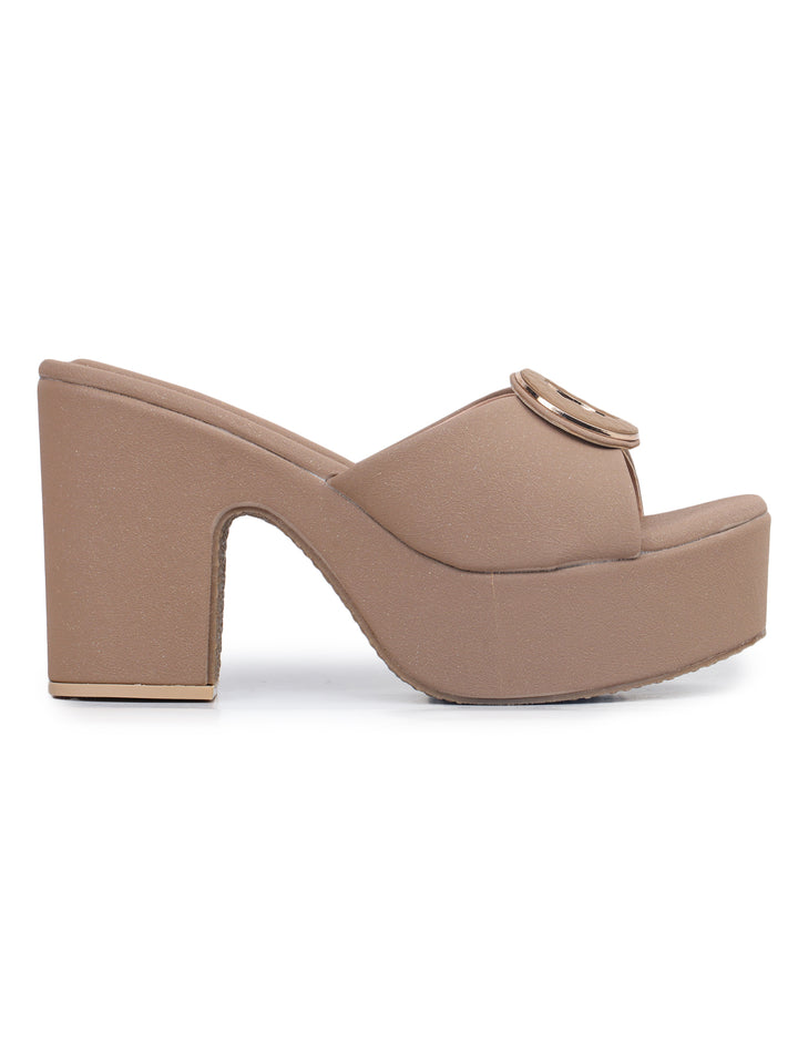 Shezone Beige Women Heels