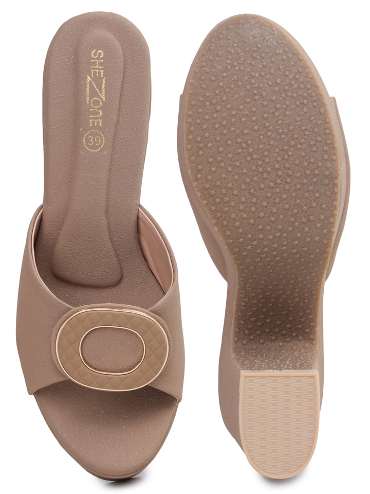 Shezone Beige Women Heels