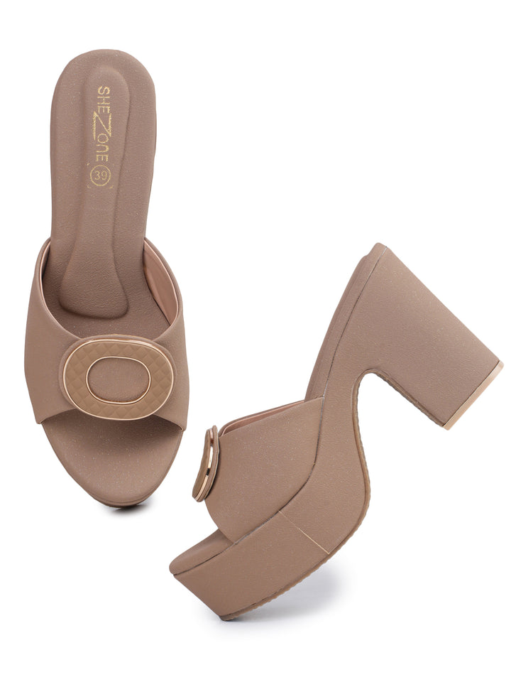 Shezone Beige Women Heels