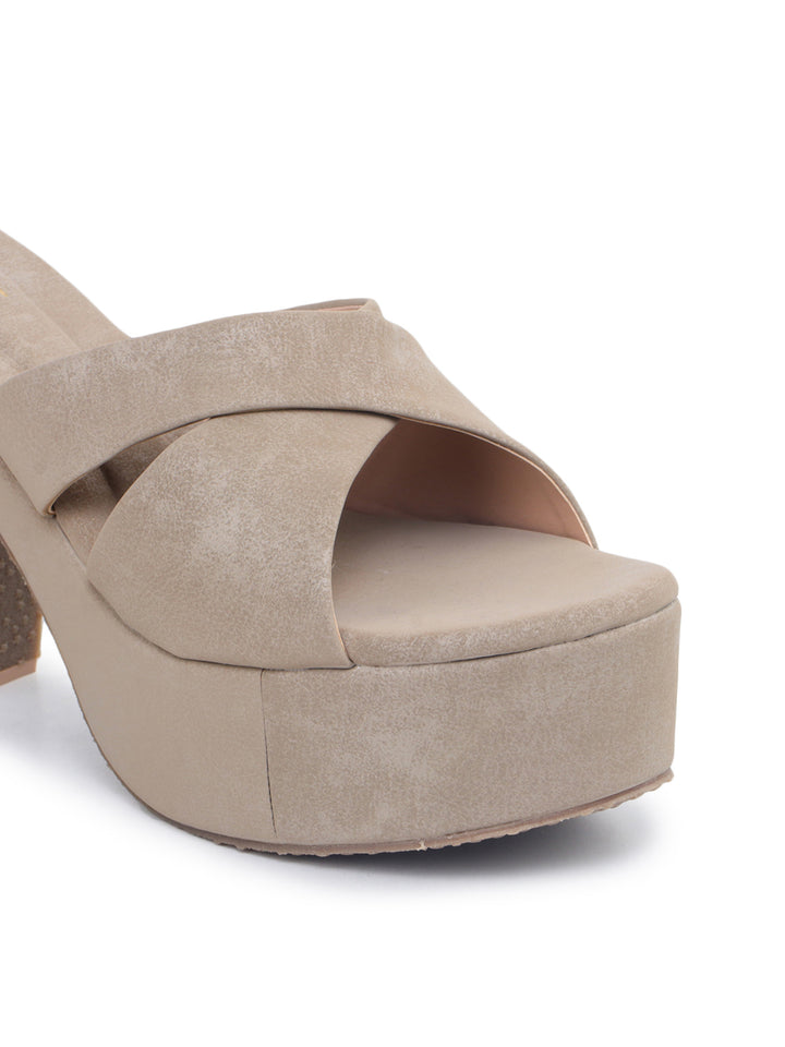 Shezone Beige Women Heels