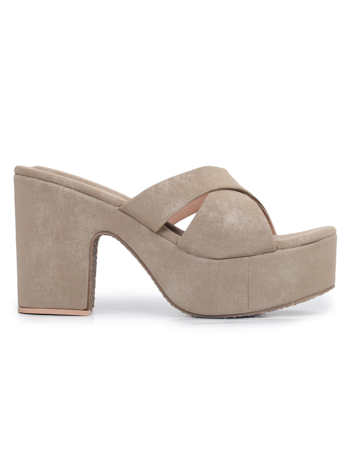 Shezone Beige Women Heels