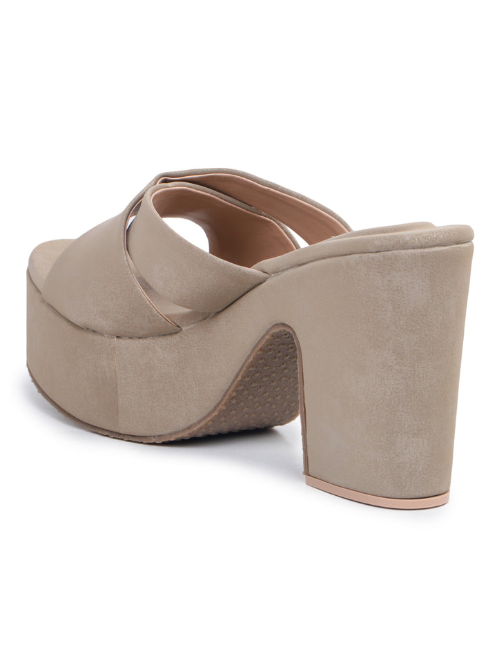 Shezone Beige Women Heels