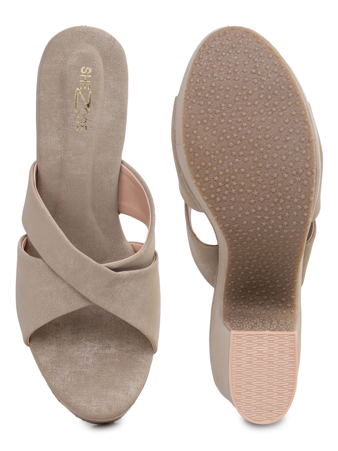 Shezone Beige Women Heels