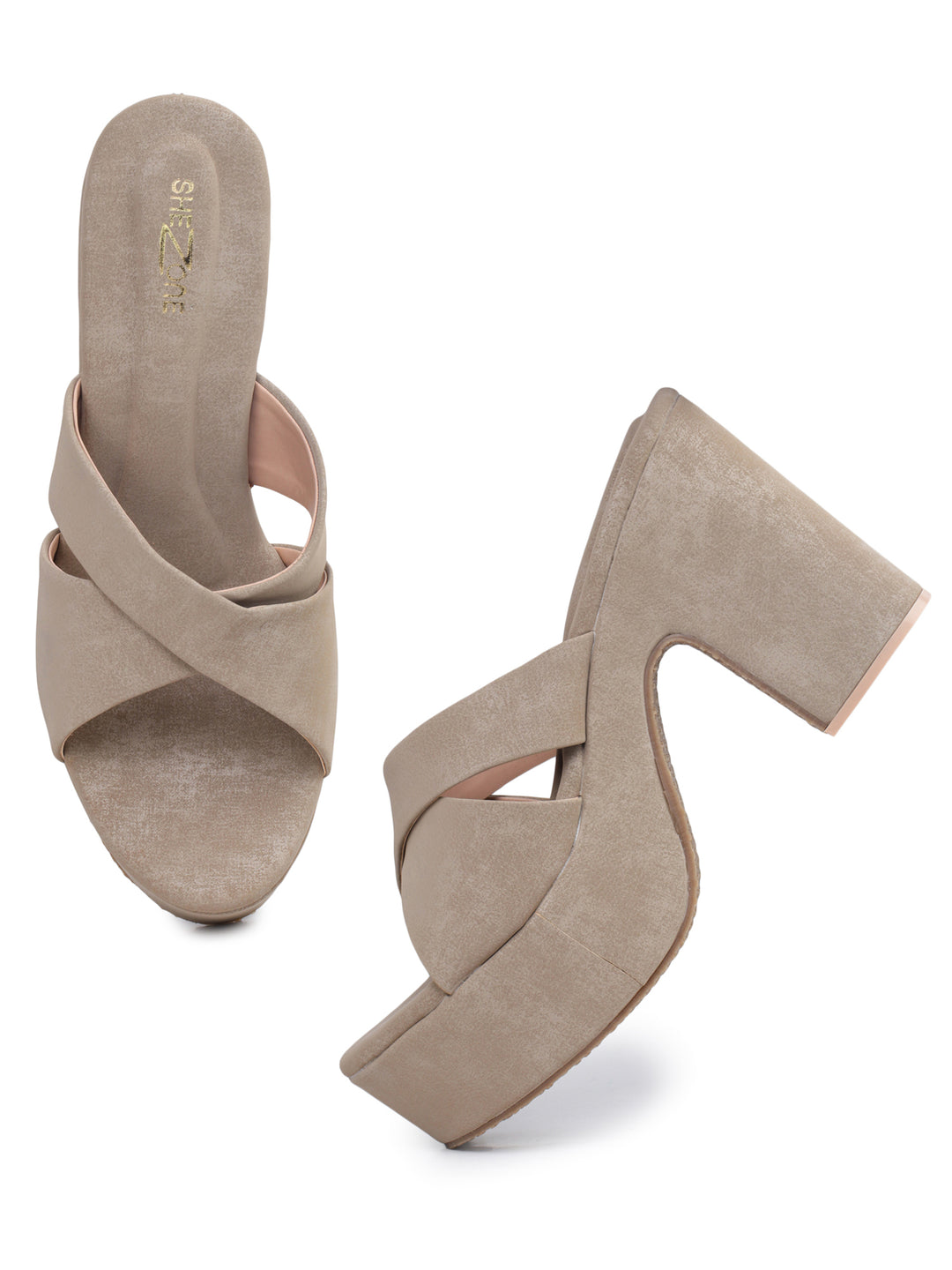 Shezone Beige Women Heels