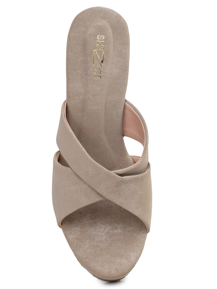 Shezone Beige Women Heels
